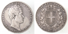 Casa Savoia. Carlo Alberto. 1831-1849. 5 lire 1849 Genova. Ag. Gig. 89. Peso gr. 24,74. Diametro mm. 37. qBB. (D.0622)