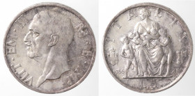 Casa Savoia. Vittorio Emanuele III. 1900-1943. 5 Lire 1936 Famiglia. Ag. Gig. 83. Peso gr. 5,00. SPL+. (7321)