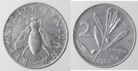 Repubblica Italiana. 2 Lire 1958. It. Gig. 334. Peso gr. 0,80. BB+. RR.