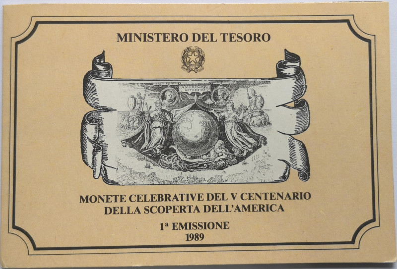 Repubblica Italiana. Dittico 500, 200 Lire. Scoperta dell'America 1989. I° emiss...