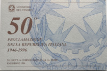 Repubblica Italiana. 10000 Lire. Proclamazione Repubblica italiana 1996. Ag. Gig. 469. FDC. In confezione della zecca.