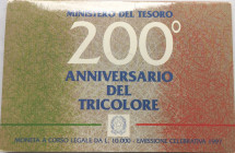 Repubblica Italiana. 10000 Lire. 200° Anniversario del tricolore 1997. Ag. Gig. 472. FDC. In confezione della zecca.