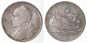 Vaticano. Pio XII. 1939-1958. 5 Lire 1940 Anno II. Ag. Gig. 147. Peso gr. 5,00. FDC. Eccezionale patina iridescente. (7321)