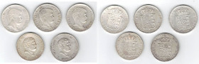 Lotti. Zecche Italiane. Napoli. Ferdinando II. Lotto di 5 Piastre. 3 Pezzi 1836 e 2 pezzi 1856. Ag. Mediamente BB.(D.8021)