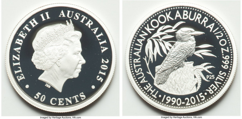 Elizabeth II 4-Piece Lot of Uncertified silver Proof "Kookaburra" Issues, 1) 50 ...