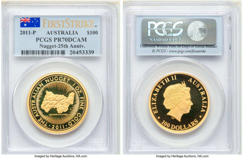 Elizabeth II gold Proof "Nugget - 25th Anniversary" 100 Dollars (1 oz) 2011-P PR...
