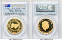 Elizabeth II gold Proof "Nugget - 25th Anniversary" 100 Dollars (1 oz) 2011-P PR70 Deep Cameo PCGS, Perth mint, KM1596. 25th anniversary of Nugget coi...