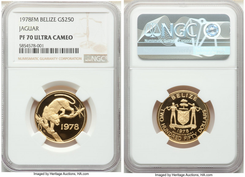 Constitutional Monarchy gold "Jaguar" 250 Dollars 1978-FM PR70 Ultra Cameo NGC, ...