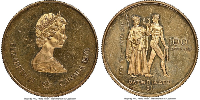 Elizabeth II gold "Montreal Olympics" 100 Dollars 1976 MS62 NGC, Royal Canadian ...
