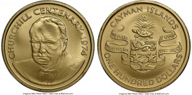 British Colony. Elizabeth II gold "Churchill Centenary" 100 Dollars 1974 MS69 NGC, Royal Canadian mint, KM11. Mintage: 1,400. AGW 0.3646 oz.

HID09801...