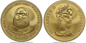 British Colony. Elizabeth II gold "King Cakobau" 100 Dollars 1975 MS69 NGC, KM38. Mintage: 593. AGW 0.5031 oz. 

HID09801242017

© 2022 Heritage Aucti...