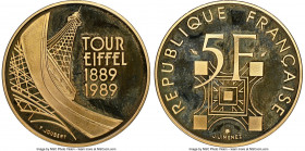Republic gold Proof "Eiffel Tower Centennial" 5 Francs 1989 PR68 Ultra Cameo NGC, KM968b. AGW 0.4164 oz.

HID09801242017

© 2022 Heritage Auctions | A...