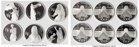 Republic 6-Piece Uncertified silver Proof "Treasures of the Louvre" 100 Francs Set 1994, 1) "Venus de Milo" 100 Francs 2) "Mona Lisa" 100 Francs 3) "T...