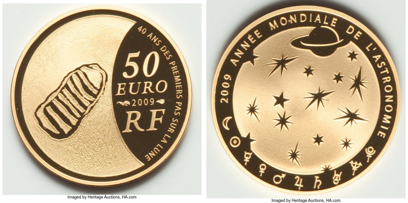 Republic gold Proof "International Year of Astronomy" 50 Euro (1/4 oz) 2009, Mon...