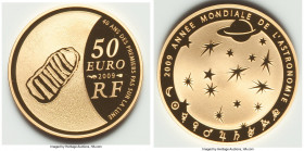 Republic gold Proof "International Year of Astronomy" 50 Euro (1/4 oz) 2009, Monnaie de Paris mint, KM1623. 22mm. 8.45gm. Sold with case of issue and ...