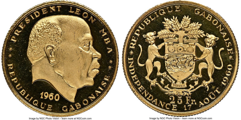 Republic gold Proof "Independence" 25 Francs 1960 PR69 Ultra Cameo NGC, KM2. Min...