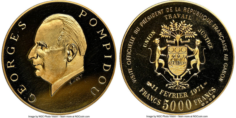 Republic gold Proof "Visit of the French President" 5000 Francs 1971-NI PR67 Ult...