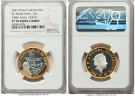 Elizabeth II 3-Piece Lot of Certified gilt-silver 2 Pounds Ultra Cameo NGC, 1) "Sir Walter Scott - 250th Anniversary of Birth" 2 Pounds 2021 - PR70 2)...