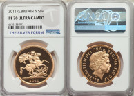 Elizabeth II gold Proof 5 Pounds 2011 PR70 Ultra Cameo NGC, KM1003.1. AGW 1.1775 oz.

HID09801242017

© 2022 Heritage Auctions | All Rights Reserved