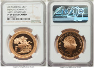 Elizabeth II gold Proof "Pistrucci Sovereign 200th Anniversary" 5 Pounds 2017 PR69 Ultra Cameo NGC, KM-Unl., S-SE15. Mintage: 992. Struck to commemora...