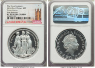 Elizabeth II silver Proof "Three Graces" 5 Pounds (2 oz) 2020 PR70 Ultra Cameo NGC, KM-Unl. S-GE8. Mintage: 3500. First Releases. Sold with original p...