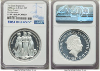 Elizabeth II silver Proof "Three Graces" 5 Pounds (2 oz) 2020 PR70 Ultra Cameo NGC, KM-Unl., S-GE8. Mintage: 3,500. Great Engravers Series II. A wonde...