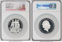 Elizabeth II silver Proof Piefort "Three Graces" 10 Pounds (10 oz) 2020 PR70 Ultra Cameo NGC, KM-Unl., S-GE9. Mintage: 175. Great Engravers Series II....