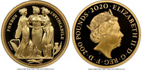 Elizabeth II gold Proof "Three Graces" 200 Pounds (2 oz) 2020 PR69 Ultra Cameo NGC, KM-Unl. S-GE12. Maximum Mintage: 325. Great Engravers Series. Firs...