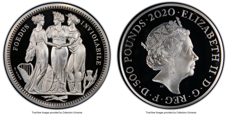 Elizabeth II silver Proof "Three Graces" 500 Pounds (Kilo) 2020 PR69 Deep Cameo ...