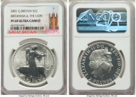 Elizabeth II 4-Piece Lot of Certified silver Proof "Britannia" Issues PR69 Ultra Cameo NGC, 1) "Britannia & The Lion" 2 Pounds (1 oz) 2001 2) "20th An...