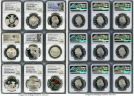 Elizabeth II 13-Piece Lot of Certified silver Issues, 1) "Year of the Rat" 2 Pounds 2020 - PR69 Ultra Cameo NGC 2) Piefort "Queen Elizabeth II 95th An...