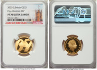 Elizabeth II gold Proof "James Bond - Pay Attention" 25 Pounds (1/4 oz) 2020 PR70 Ultra Cameo NGC, KM-Unl., S-JB16. Sold with case of issue and COA #0...