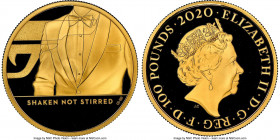Elizabeth II gold Proof "James Bond - Shaken Not Stirred" 100 Pounds (1 oz) 2020 PR69 Ultra Cameo NGC, KM-Unl., S-JB20. Limited Edition Presentation M...