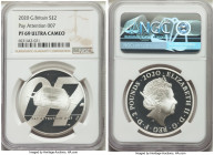Elizabeth II Pair Lot of Certified silver Proof "James Bond - Pay Attention" Issues 2020 PR69 Ultra Cameo NGC, 1) 2 Pounds (1 oz) 2) 5 Pounds (2 oz) S...