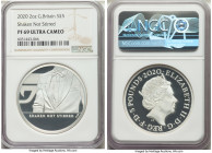 Elizabeth II Pair of Certified silver Proof "James Bond" Issues 2020 Ultra Cameo NGC, 1) 2 Pounds - PR68, KM-Unl. 2) 5 Pounds - PR69, KM-Unl. Sold wit...