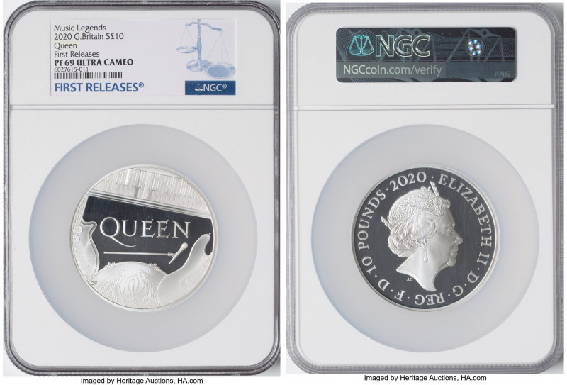 Elizabeth II silver Proof "Queen" 10 Pounds (5 oz) 2020 PR69 Ultra Cameo NGC, KM...