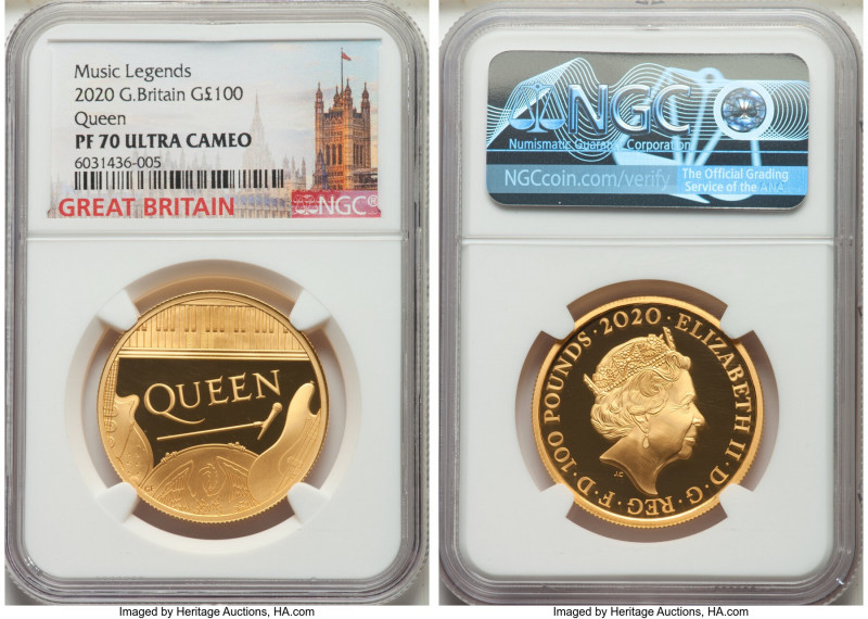 Elizabeth II gold Proof "Queen" 100 Pounds (1 oz) 2020 PR70 Ultra Cameo NGC, KM-...