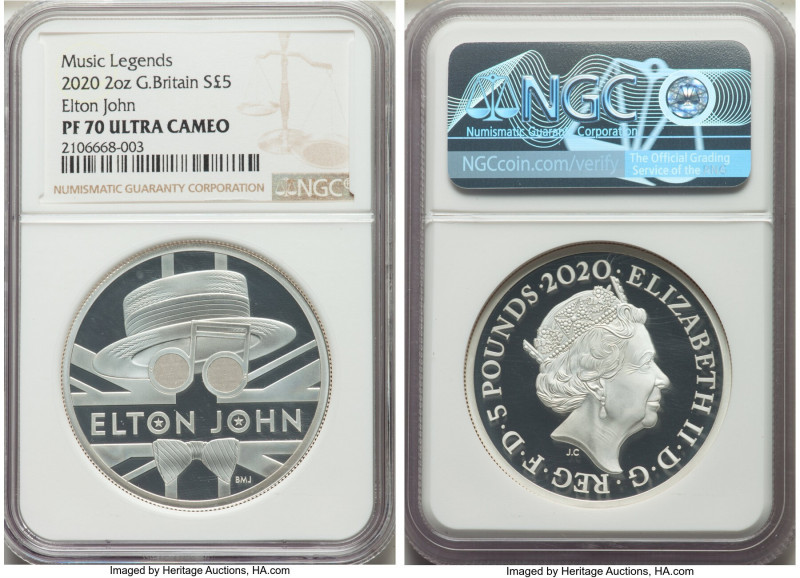 Elizabeth II Pair of Certified silver Proof "Elton John" Issues 2020 Ultra Cameo...