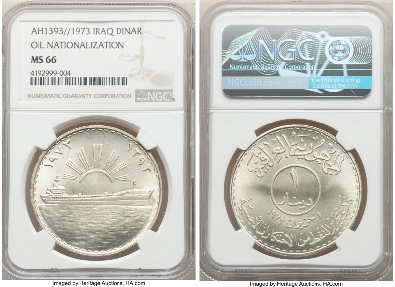 Republic "Oil Nationalization" Dinar 1973 MS66 NGC, KM140.

HID09801242017

© 20...