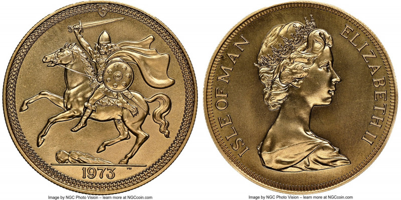 British Dependency. Elizabeth II gold 5 Pounds 1973-PM MS69 NGC, KM29. Mintage: ...