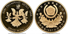 South Korea. Republic gold Proof "Seoul Olympics - Fan Dancing" 25000 Won 1987 PR69 Ultra Cameo NGC, KM64. AGW 0.4999 oz. 

HID09801242017

© 2022 Her...