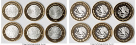 Estados Unidos 6-Piece Uncertified bi-metallic silver & bronze-aluminum Prooflike "Numismatic Heritage of Mexico" 100 Pesos Proof Set 2013 1) "Charles...