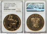Republic gold ""Vasco Nunez de Balboa - 500th Anniversary" 500 Balboas 1975-FM MS69 Deep Prooflike NGC, Franklin mint, KM42. Commemorates Vasco Nunez ...