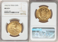 Republic gold 50 Soles 1962/52 MS65+ NGC, Lima mint, KM230. Radiant, with full, sparkling cartwheel luster. AGW 0.6772 oz. 

HID09801242017

© 2022 He...