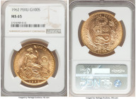 Republic gold 100 Soles 1962 MS65 NGC, Lima mint, KM231. AGW 1.3543 oz.

HID09801242017

© 2022 Heritage Auctions | All Rights Reserved