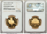 USSR 3-Piece Certified gold "Bolshoi Ballet"Proof Set 1991-(l) Ultra Cameo NGC, 1) 25 Roubles - PR64, KM-Y286a, AGW 0.0999 oz 2) 50 Roubles - PR69, KM...