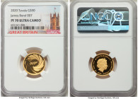 Elizabeth II gold Proof "James Bond 007" 50 Dollars (1/4 oz) 2020 PR70 Ultra Cameo NGC, KM-Unl. Sold with case of issue and COA #0094.

HID09801242017...