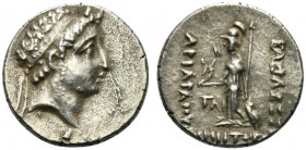 Kings of Cappadocia Ariarathes VII Philometor (c. 116-100 BC). AR Drachm (17.5mm, 4.60g, 12h). Mint A (Eusebeia-Mazaka), year 2 (115/4 BC). Diademed h...
