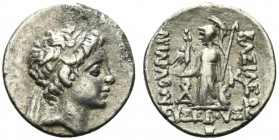 Kings of Cappadocia, Ariarathes VIII Eusebes Epiphanes (c. 100-95 BC). AR Drachm (17.5mm, 4.03g, 11h). Mint C (Komana), year 1 ? (100/99 BC). Diademed...