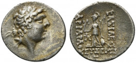 Kings of Cappadocia, Ariarathes IX (c. 100-85 BC). AR Drachm (17mm, 3.72g, 12h). Mint A (Eusebeia-Mazaka), year 5 (96/5 BC). Diademed head r., with th...